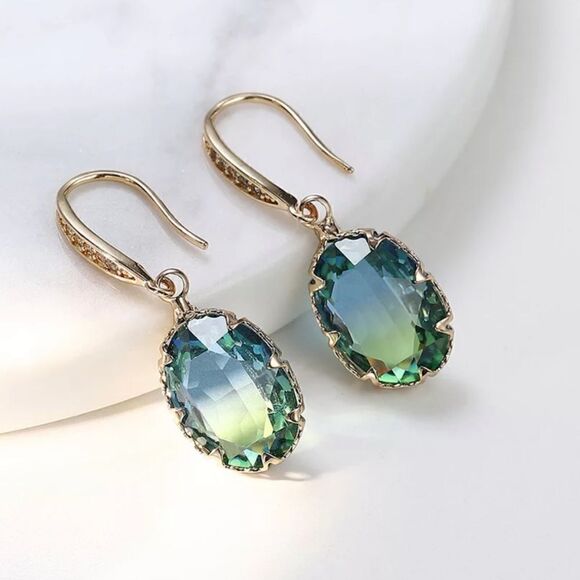 #40 Re-Stocked❗️Tourmaline Oval Dangle Earrings - Picture 2 of 8